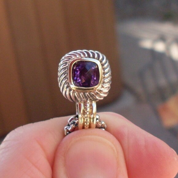 Retired David Yurman Albion Amethyst Enhancer Pendan w/Chain - 14K/925 - Picture 3 of 12